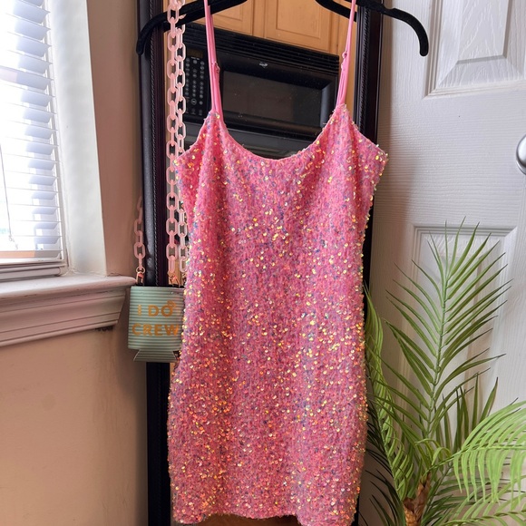 NWOT Lucy In The Sky Iridescent Pink Dress - Picture 3 of 14